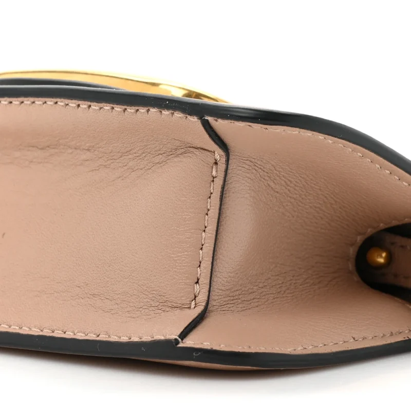 VALENTINO GARAVANI MICRO VLOGO LOC?? SHOULDER BAG POUDRE CALFSKIN LEATHER GOLD HARDWARE - Image 5