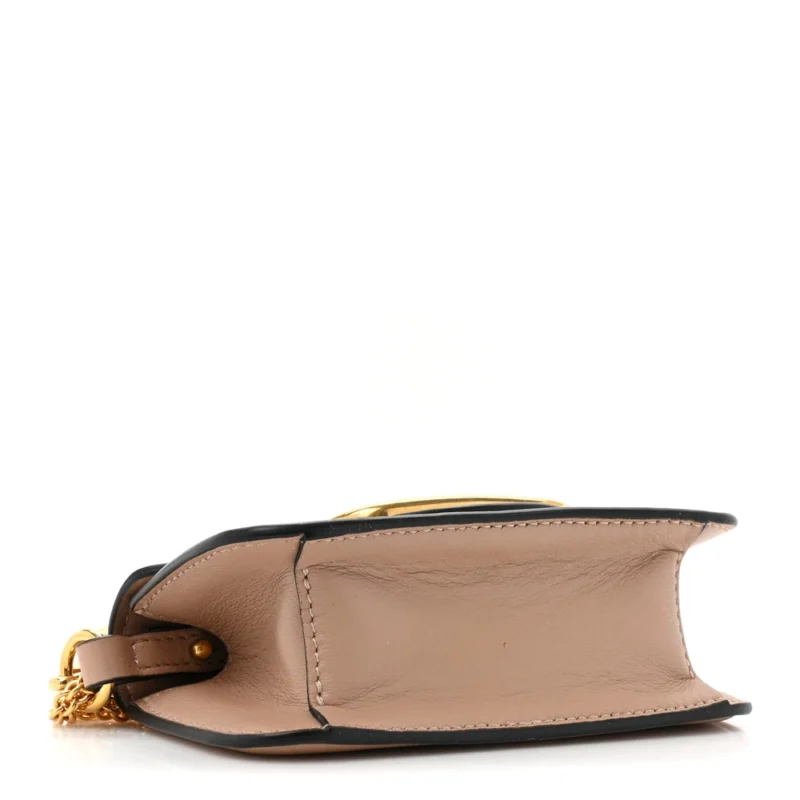 VALENTINO GARAVANI MICRO VLOGO LOC?? SHOULDER BAG POUDRE CALFSKIN LEATHER GOLD HARDWARE - Image 6