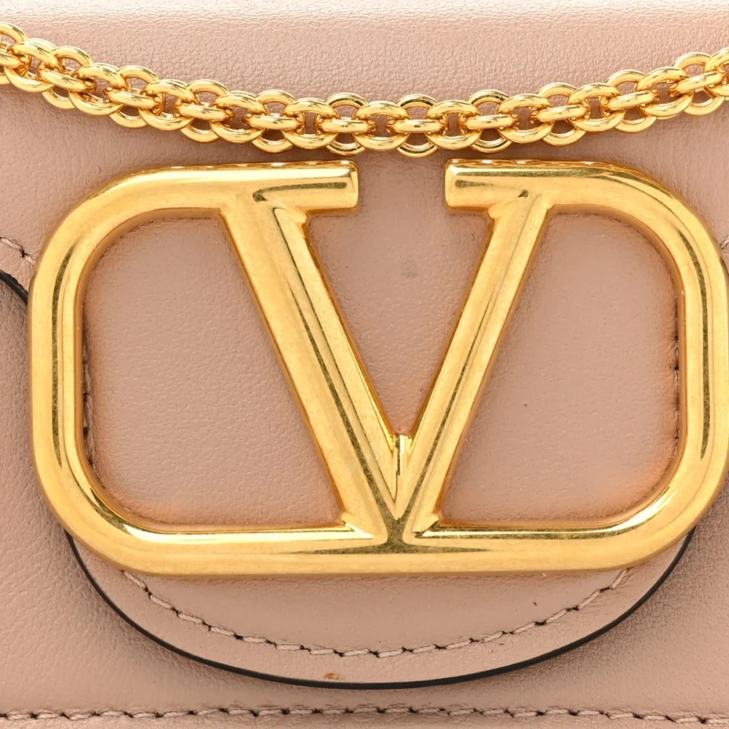VALENTINO GARAVANI MICRO VLOGO LOC?? SHOULDER BAG POUDRE CALFSKIN LEATHER GOLD HARDWARE - Image 8