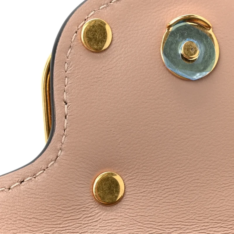 VALENTINO GARAVANI MICRO VLOGO LOC?? SHOULDER BAG POUDRE CALFSKIN LEATHER GOLD HARDWARE - Image 9