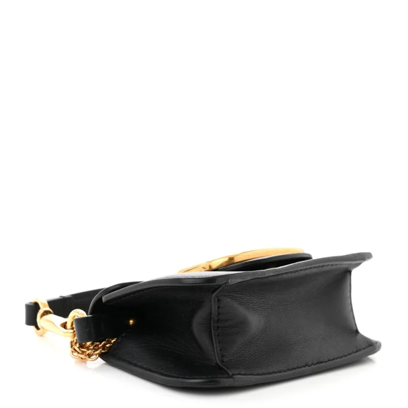 VALENTINO GARAVANI MICRO VLOGO LOC?? SHOULDER BAG BLACK CALFSKIN LEATHER GOLD HARDWARE - Image 6