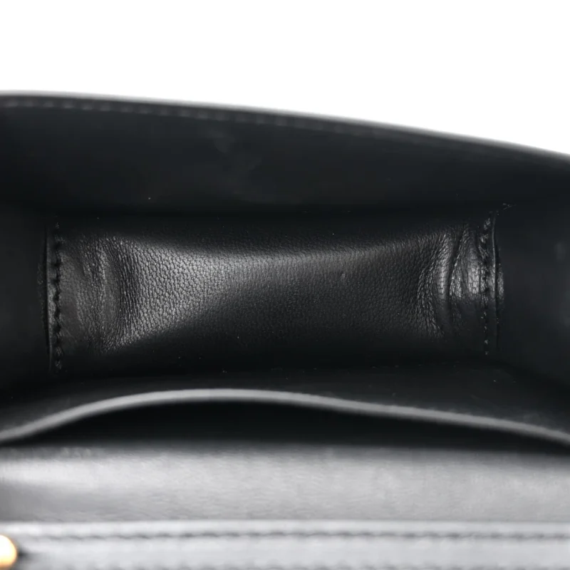VALENTINO GARAVANI MICRO VLOGO LOC?? SHOULDER BAG BLACK CALFSKIN LEATHER GOLD HARDWARE - Image 7