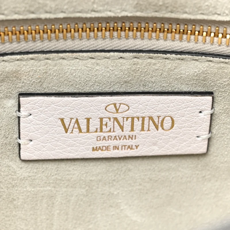 VALENTINO GARAVANI MEDIUM ROMAN STUD SHOULDER BAG IVORY GRAINED CALFSKIN LEATHER LIGHT GOLD HARDWARE - Image 2