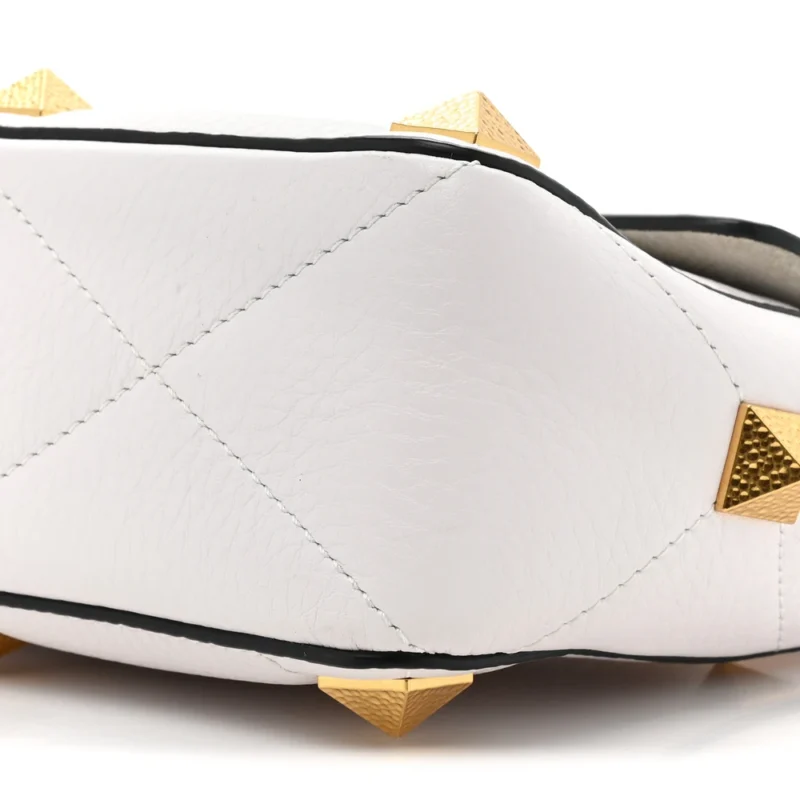 VALENTINO GARAVANI MEDIUM ROMAN STUD SHOULDER BAG IVORY GRAINED CALFSKIN LEATHER LIGHT GOLD HARDWARE - Image 5