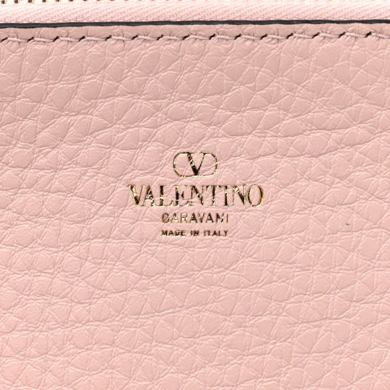 VALENTINO GARAVANI MEDIUM ROCKSTUD TOTE BLACK/ROSE QUARTZ GRAINY CALFSKIN LEATHER GOLD HARDWARE - Image 2