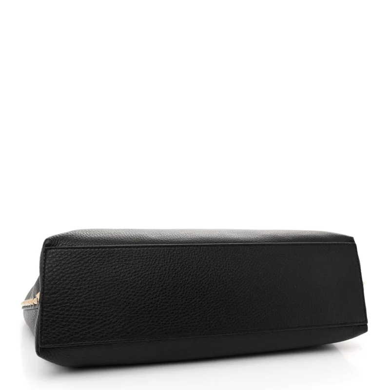 VALENTINO GARAVANI MEDIUM ROCKSTUD TOTE BLACK/ROSE QUARTZ GRAINY CALFSKIN LEATHER GOLD HARDWARE - Image 6