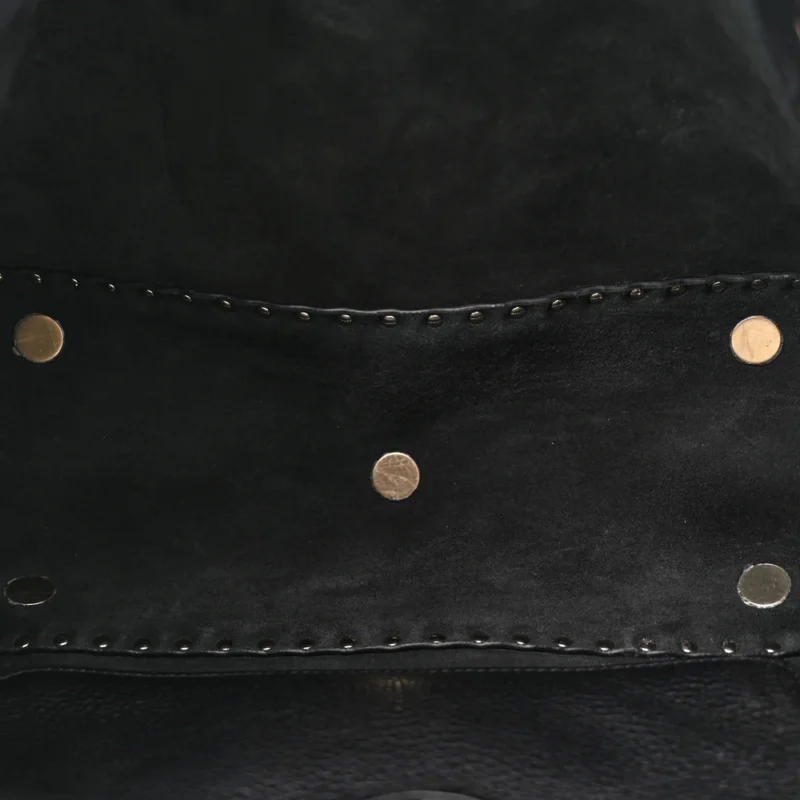VALENTINO GARAVANI MEDIUM ROCKSTUD TOTE BLACK PEBBLED CALFSKIN LEATHER GOLD HARDWARE - Image 8