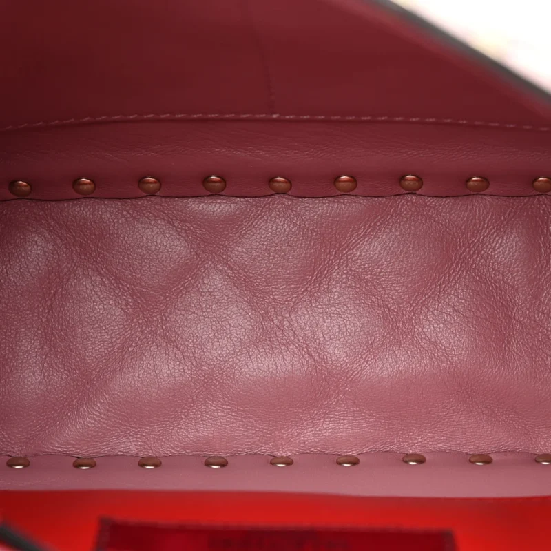 VALENTINO GARAVANI MEDIUM ROCKSTUD SPIKE SHOULDER BAG ANTIQUE ROSE LAMBSKIN LEATHER LIGHT GOLD HARDWARE - Image 7