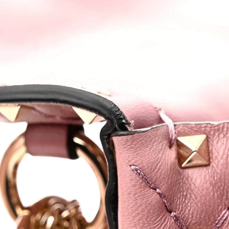 VALENTINO GARAVANI MEDIUM ROCKSTUD SPIKE SHOULDER BAG ANTIQUE ROSE LAMBSKIN LEATHER LIGHT GOLD HARDWARE - Image 8