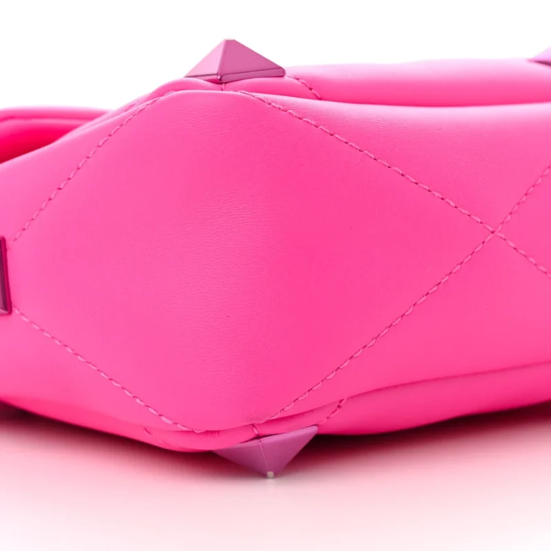 VALENTINO GARAVANI LARGE ROMAN STUD SHOULDER BAG PINK PP LACQUER MONOCHROME NAPPA LEATHER INCOGNITO HARDWARE - Image 3