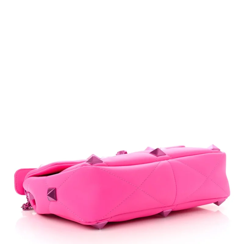 VALENTINO GARAVANI LARGE ROMAN STUD SHOULDER BAG PINK PP LACQUER MONOCHROME NAPPA LEATHER INCOGNITO HARDWARE - Image 5