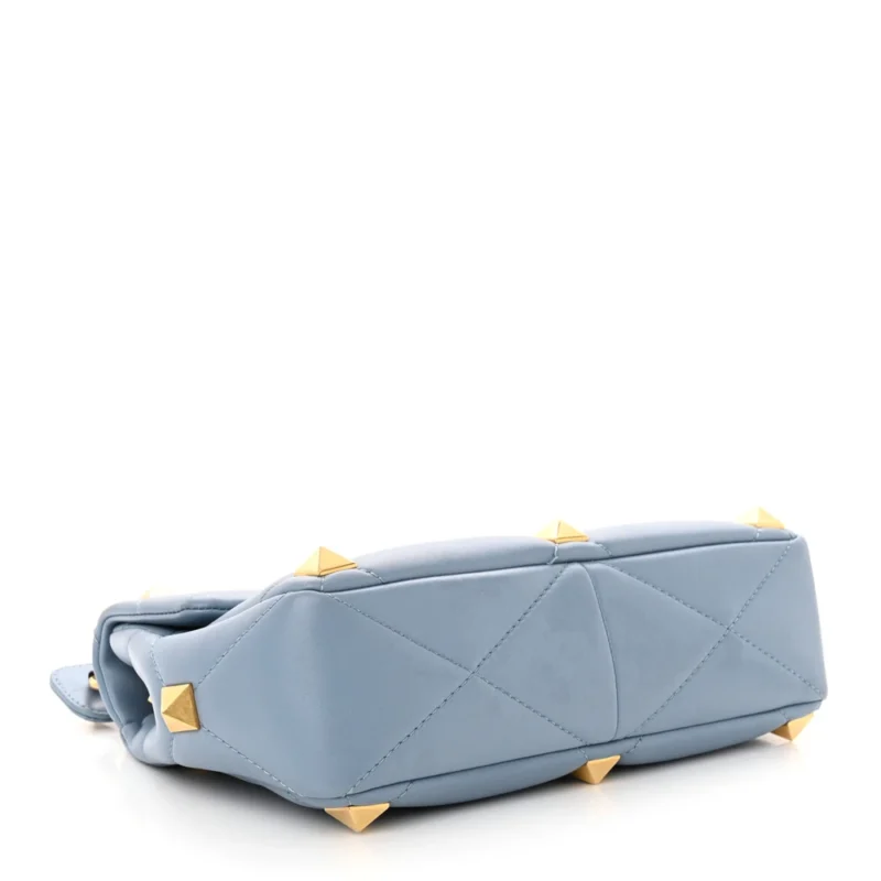 VALENTINO GARAVANI LARGE ROMAN STUD SHOULDER BAG NIAGARA NAPPA LEATHER GOLD HARDWARE - Image 6