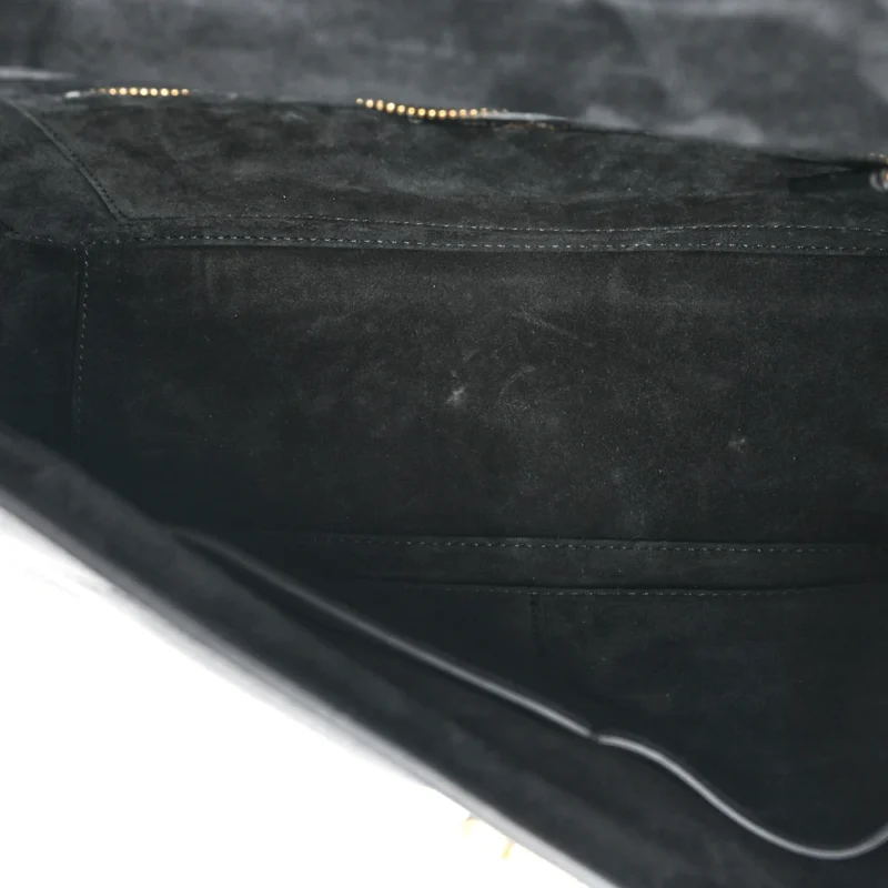 VALENTINO GARAVANI LARGE ROMAN STUD SHOULDER BAG BLACK GRAINED CALFSKIN LEATHER BRASS HARDWARE - Image 6