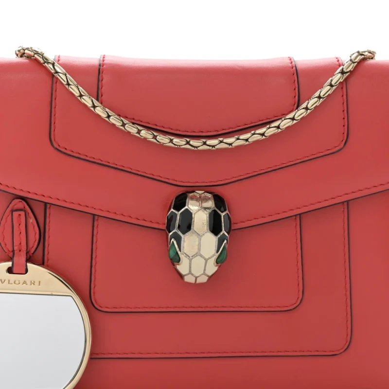 BVLGARI MINI SERPENTI FOREVER CROSSBODY BAG RED CALFSKIN LEATHER GOLD HARDWARE - Image 8