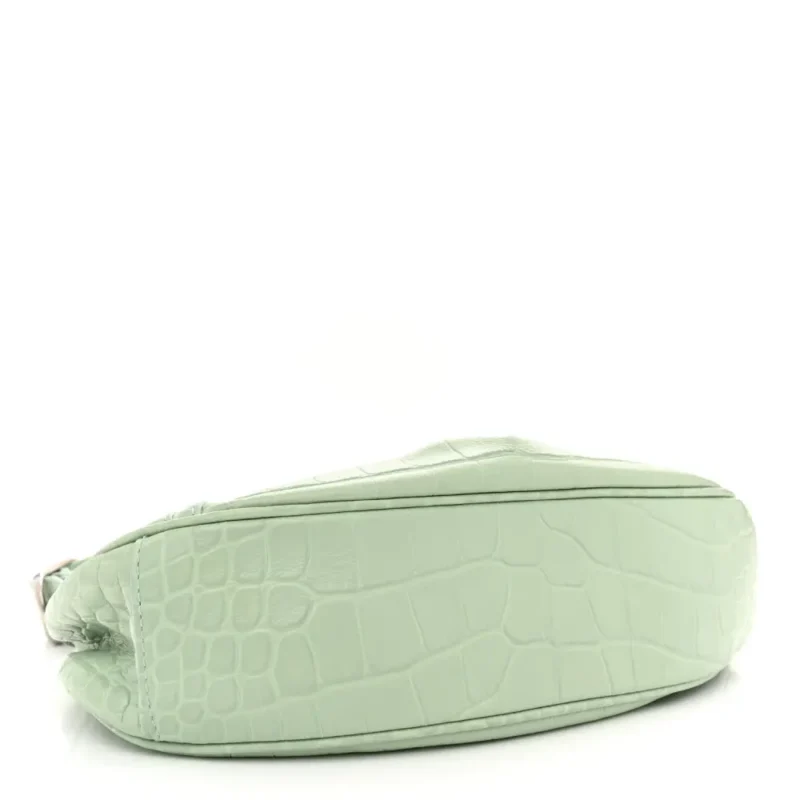 BALENCIAGA XS LE CAGOLE SHOULDER BAG LIGHT GREEN CROCODILE EMBOSSED EXTRA SUPPLE CALFSKIN LEATHER BLACK HARDWARE - Image 6