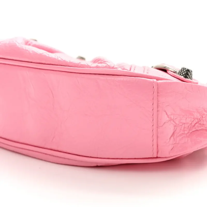 BALENCIAGA XS LE CAGOLE SHOULDER BAG CANDY PINK AGNEAU ARENA LEATHER SILVER HARDWARE - Image 4