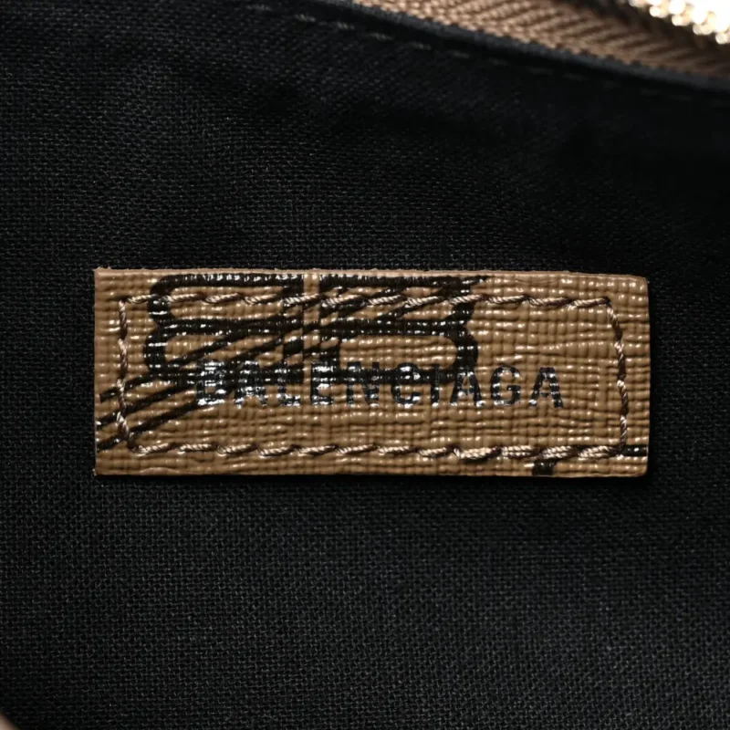 BALENCIAGA XS LE CAGOLE SHOULDER BAG BEIGE/BROWN COATED CANVAS BB MONOGRAM SILVER HARDWARE - Image 2