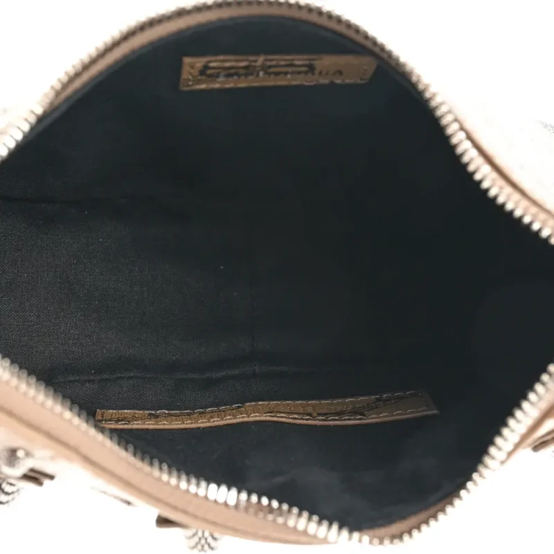 BALENCIAGA XS LE CAGOLE SHOULDER BAG BEIGE/BROWN COATED CANVAS BB MONOGRAM SILVER HARDWARE - Image 7