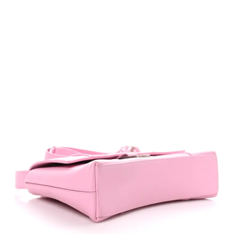 BALENCIAGA XS DOWNTOWN SHOULDER BAG CANDY PINK SEMI-SHINY SMOOTH CALFSKIN LEATHER SILVER HARDWARE - Image 6