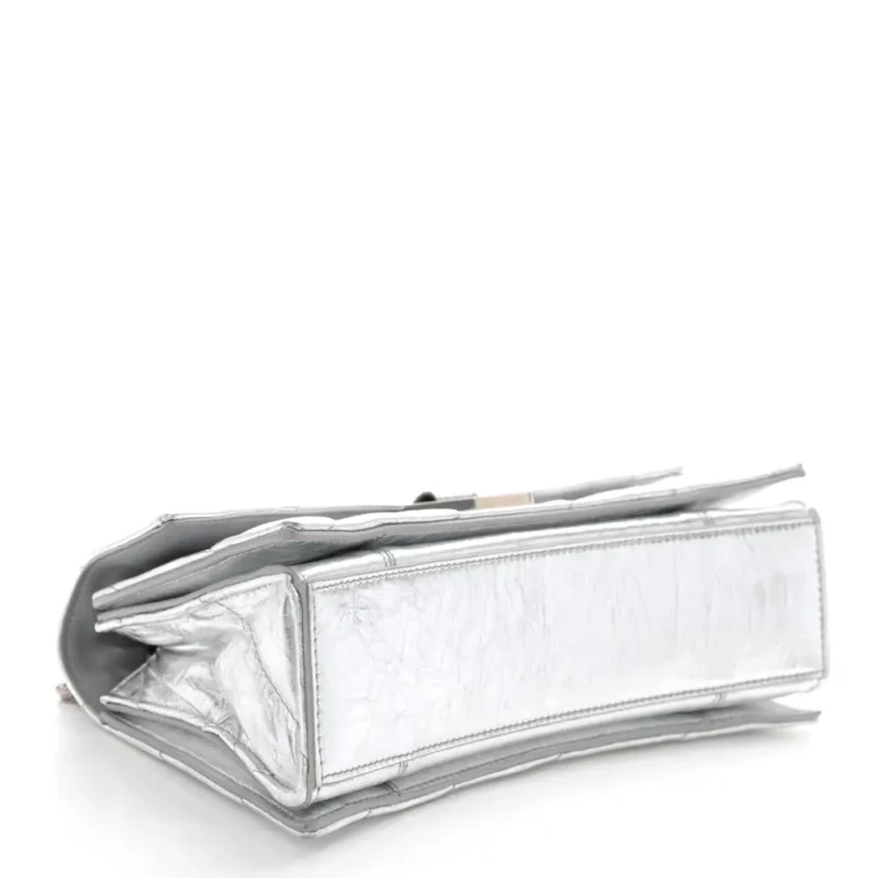 BALENCIAGA SMALL CRUSH CHAIN BAG BEIGE QUILTED CRUSHED CALFSKIN LEATHER SILVER HARDWARE - Image 6