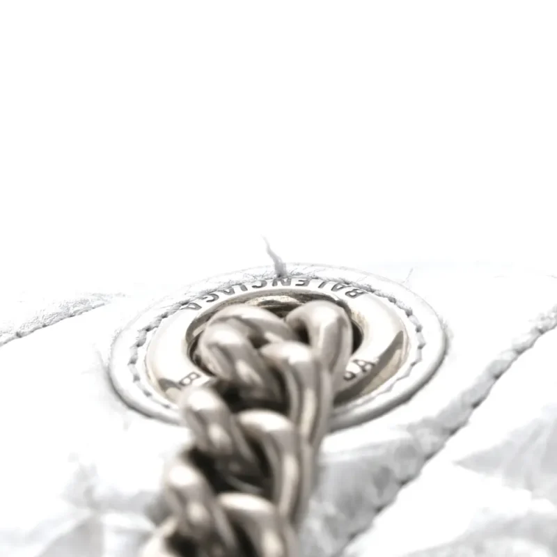 BALENCIAGA SMALL CRUSH CHAIN BAG BEIGE QUILTED CRUSHED CALFSKIN LEATHER SILVER HARDWARE - Image 9
