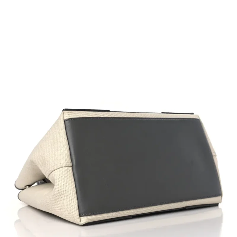 BALENCIAGA S NAVY CABAS NATUREL GRIS ACIER COTTON CANVAS & CALFSKIN LEATHER - Image 6