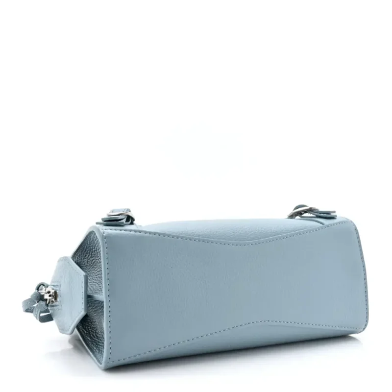 BALENCIAGA MINI NEO CLASSIC CITY BLUE/GREY GRAINED CALFSKIN LEATHER SILVER HARDWARE - Image 5