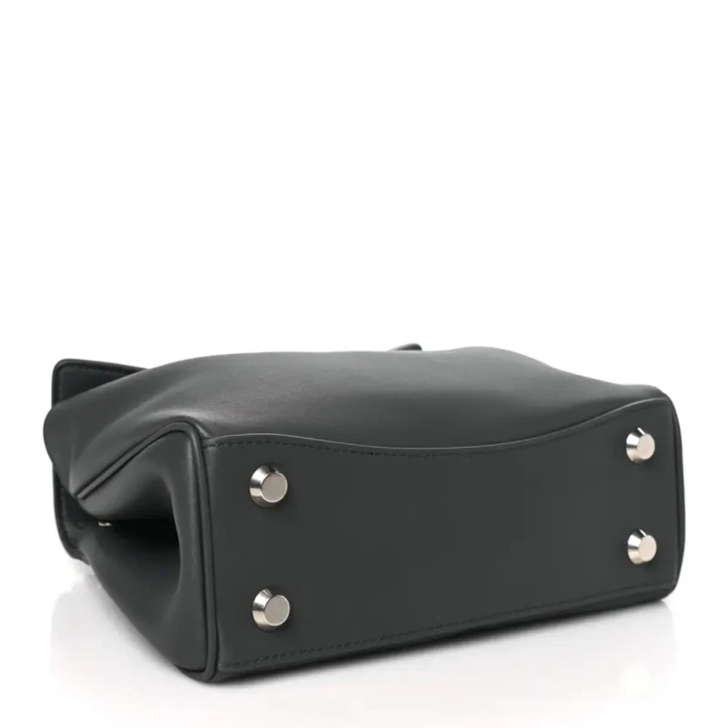 BALENCIAGA MINI RODEO TOP HANDLE HANDBAG GREY NATURAL SMOOTH CALFSKIN LEATHER SILVER HARDWARE - Image 6