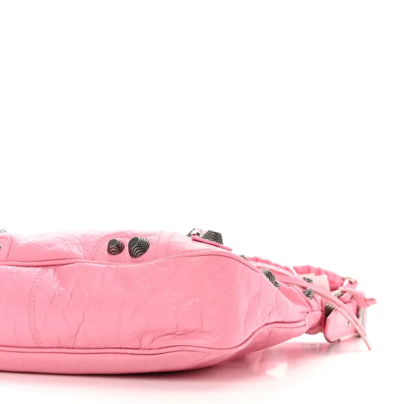BALENCIAGA MINI NEO CAGOLE SHOULDER BAG CANDY PINK AGNEAU ARENA LEATHER SILVER HARDWARE - Image 4