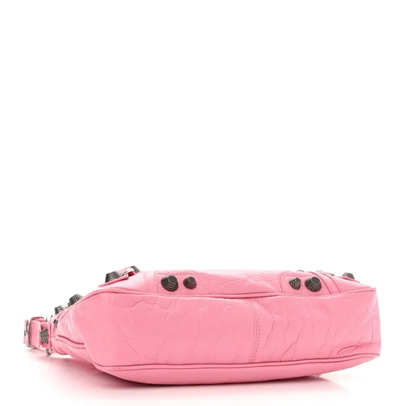 BALENCIAGA MINI NEO CAGOLE SHOULDER BAG CANDY PINK AGNEAU ARENA LEATHER SILVER HARDWARE - Image 6