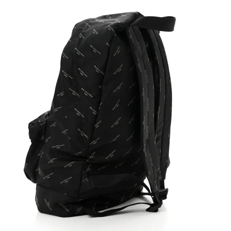BALENCIAGA MEDIUM PRINT EXPLORER BACKPACK BLACK/GOLD TWILL NYLON ALLOVER LOGO - Image 3