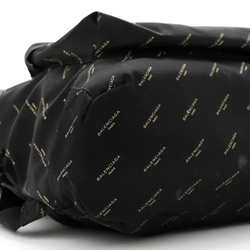 BALENCIAGA MEDIUM PRINT EXPLORER BACKPACK BLACK/GOLD TWILL NYLON ALLOVER LOGO - Image 4