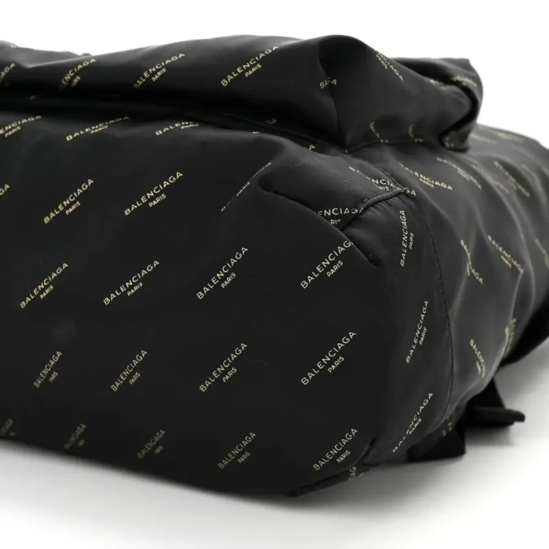 BALENCIAGA MEDIUM PRINT EXPLORER BACKPACK BLACK/GOLD TWILL NYLON ALLOVER LOGO - Image 5