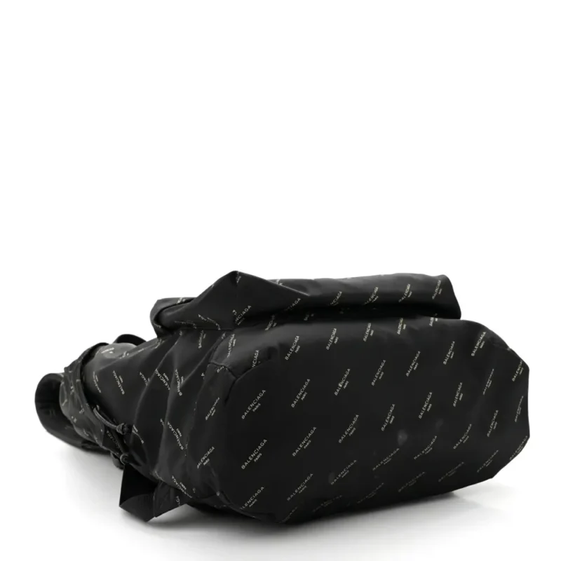 BALENCIAGA MEDIUM PRINT EXPLORER BACKPACK BLACK/GOLD TWILL NYLON ALLOVER LOGO - Image 6