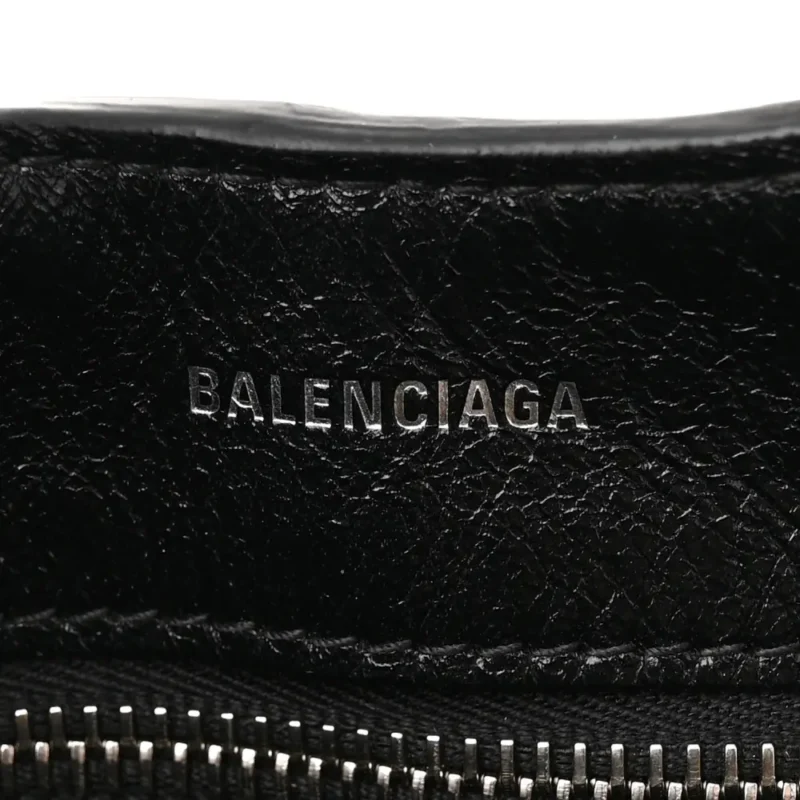BALENCIAGA MEDIUM LE CAGOLE CARRY ALL BAG BLACK AGNEAU ARENA LEATHER SILVER HARDWARE - Image 2