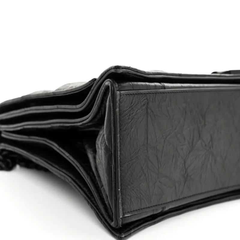 BALENCIAGA MEDIUM CRUSH CHAIN BAG BLACK QUILTED CRUSHED CALFSKIN LEATHER BLACK HARDWARE - Image 5