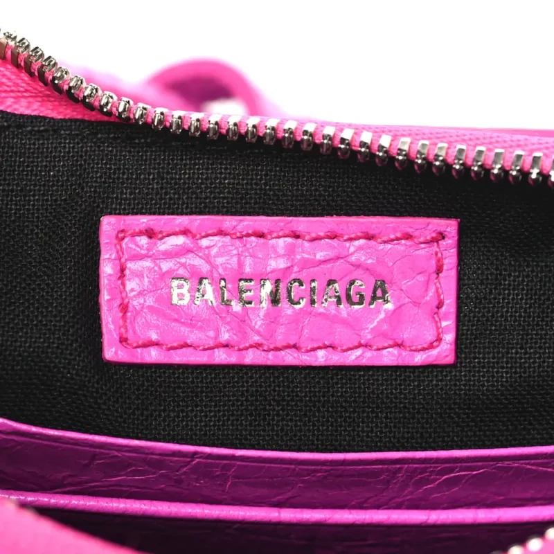 BALENCIAGA LE CAGOLE MINI PURSE WITH CHAIN LIPSTICK PINK AGNEAU ARENA LEATHER SILVER HARDWARE - Image 2