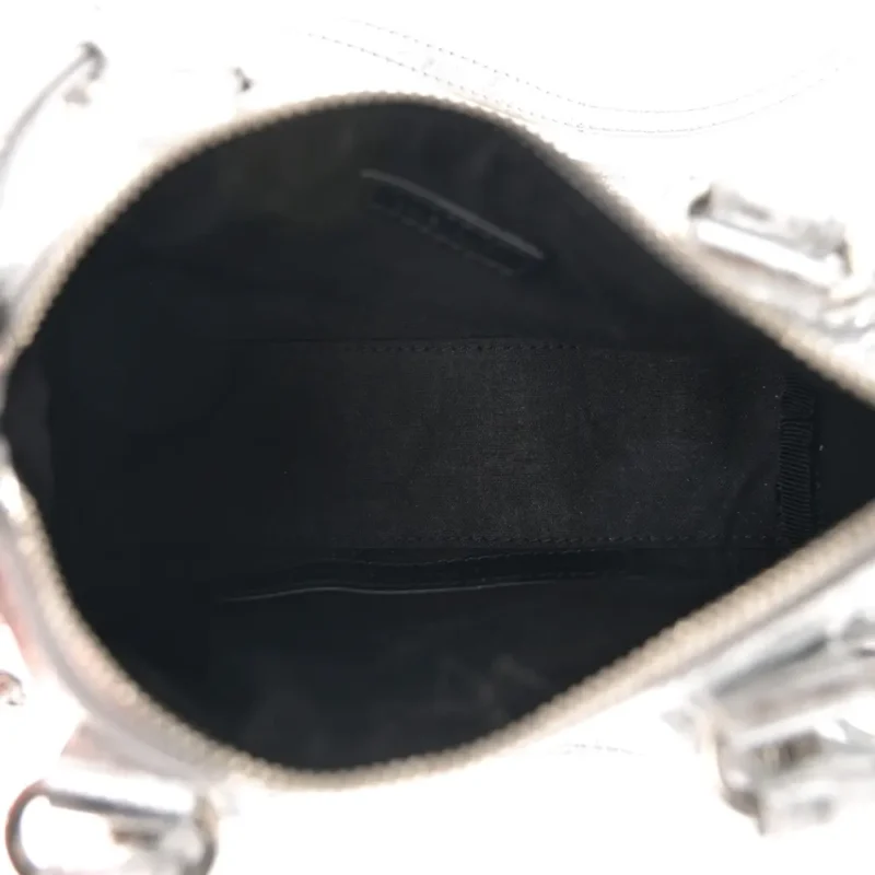 BALENCIAGA CRYSTAL NEO NANO CAGOLE HANDBAG SILVER AGNEAU ARENA LEATHER SILVER HARDWARE - Image 7