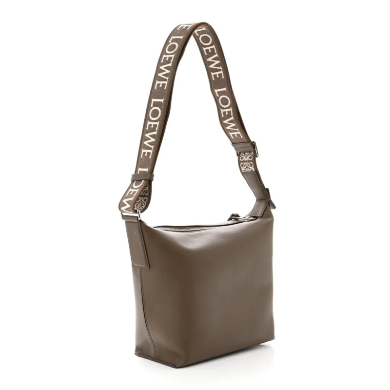 LOEWE CUBI CROSSBODY BAG SMALL WINTER BROWN JACQUARD SUPPLE SMOOTH CALFSKIN LEATHER - Image 3
