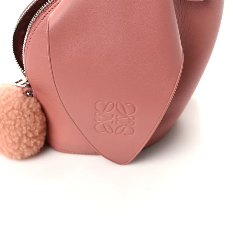 LOEWE BUNNY SHOULDER BAG SMALL PEACH BLOOM CALFSKIN LEATHER & SHEARLING SILVER HARDWARE - Image 8