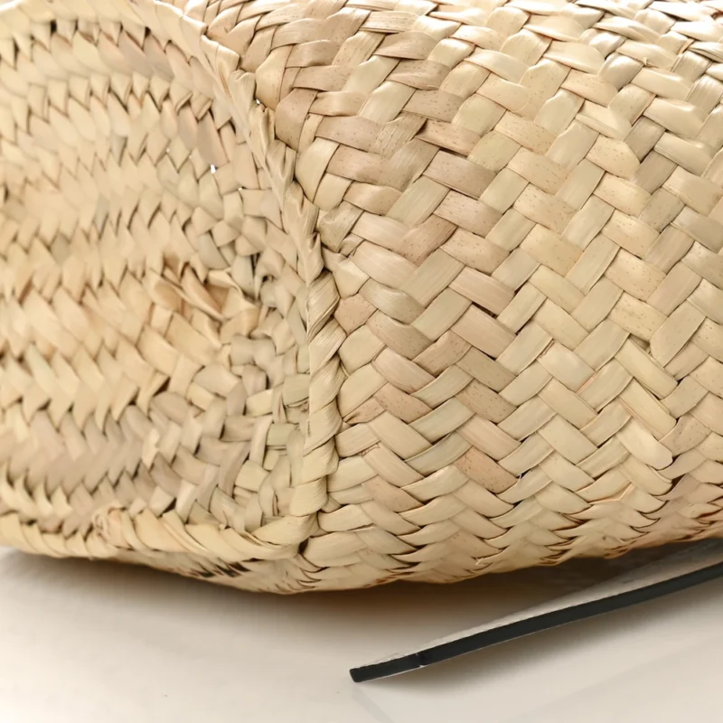 LOEWE BASKET TOTE BAG SMALL NATURAL/WHITE RAFFIA & CALFSKIN LEATHER - Image 5