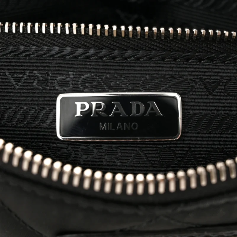PRADA SMALL CROSSBODY BAG BLACK QUILTED NYLON TESSUTO IMPUNTU SILVER HARDWARE - Image 2