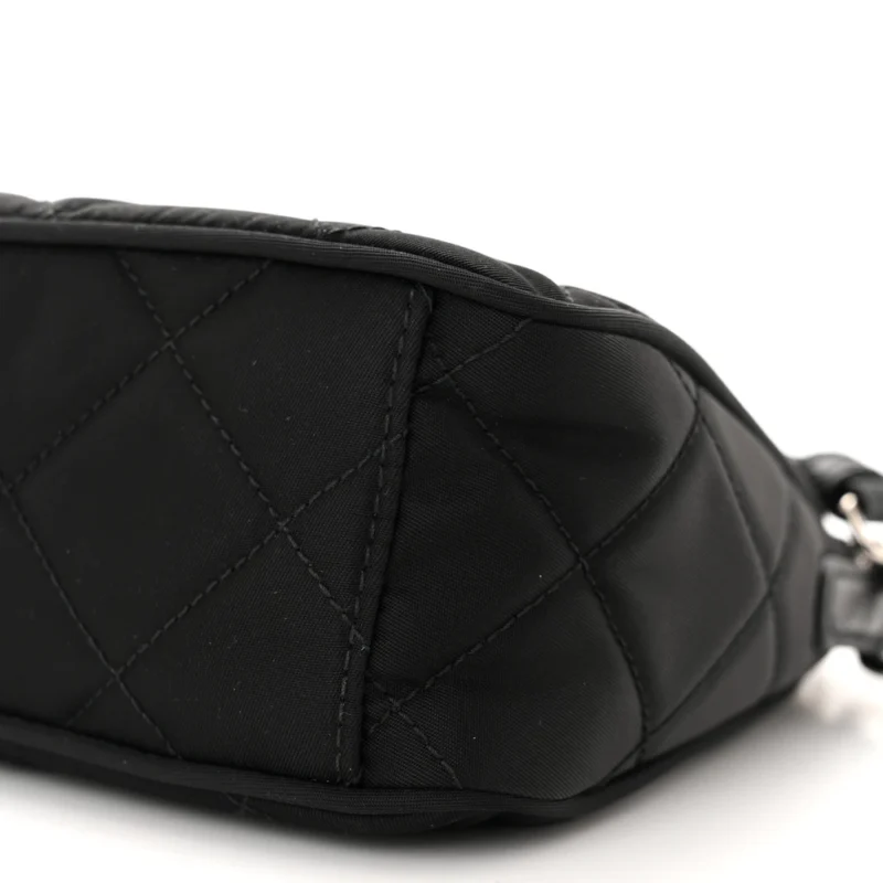 PRADA SMALL CROSSBODY BAG BLACK QUILTED NYLON TESSUTO IMPUNTU SILVER HARDWARE - Image 5