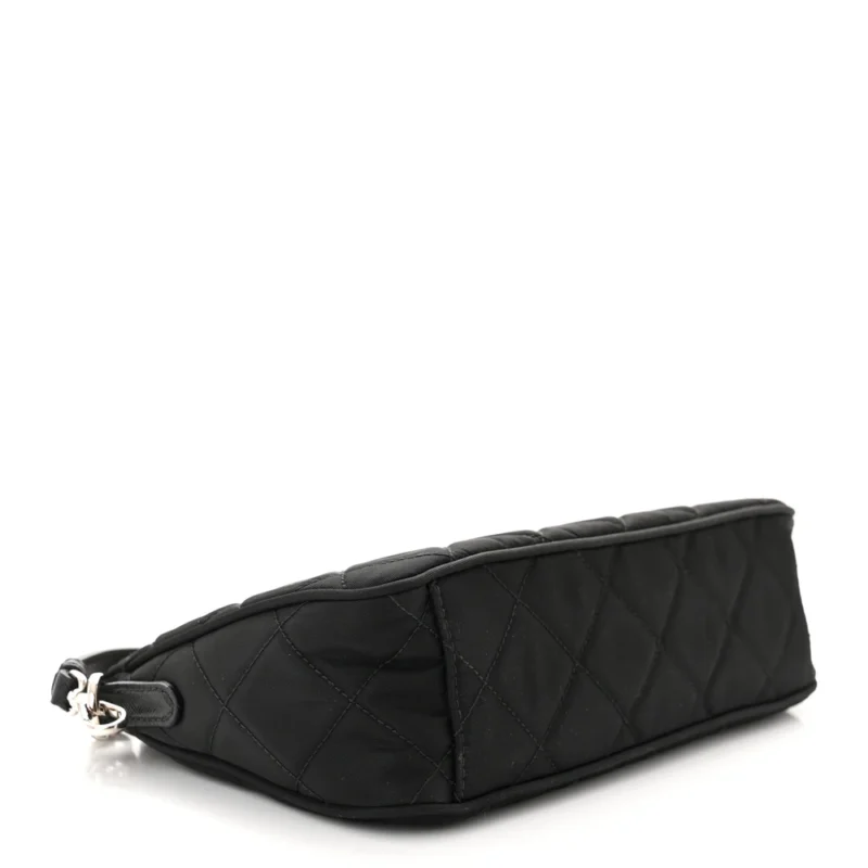 PRADA SMALL CROSSBODY BAG BLACK QUILTED NYLON TESSUTO IMPUNTU SILVER HARDWARE - Image 6