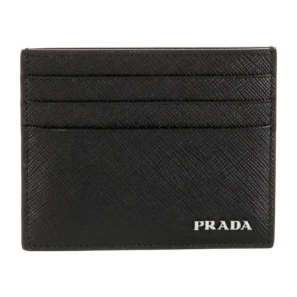 PRADA SMALL CARD HOLDER NERO SAFFIANO LUX LEATHER INCOGNITO HARDWARE