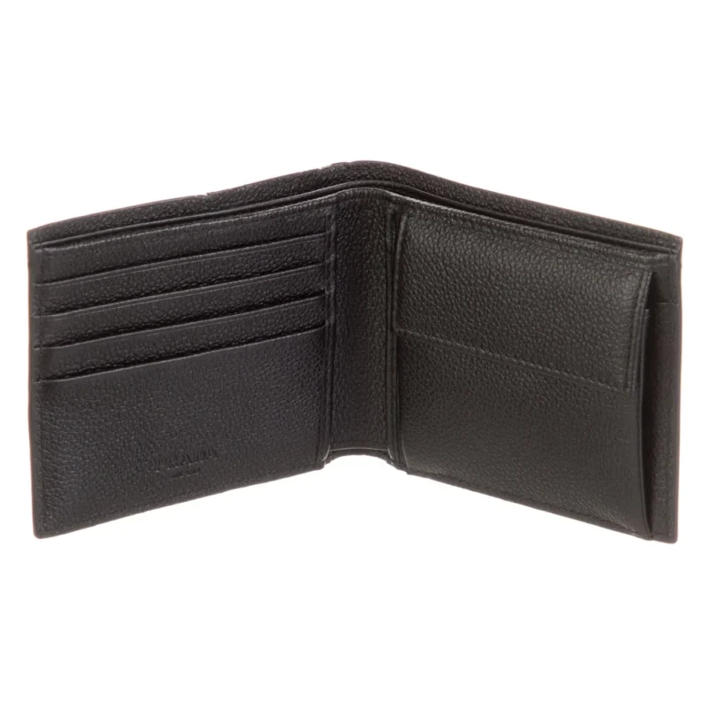 PRADA SMALL BIFOLD WALLET BLACK VITELLO DAINO LEATHER SILVER HARDWARE - Image 3