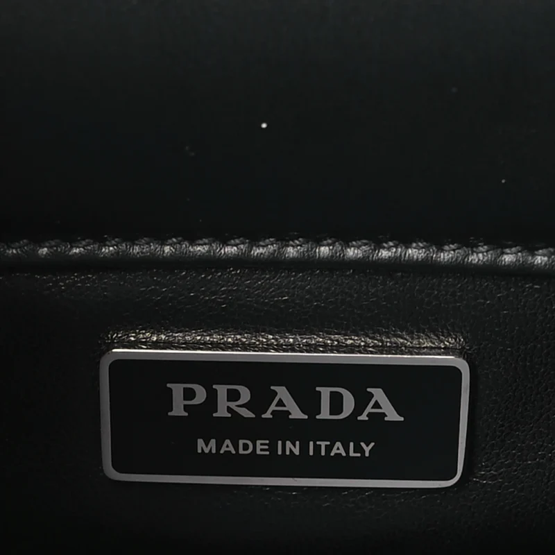 PRADA MINI SHOULDER BAG BLACK NAPPA LEATHER SILVER HARDWARE - Image 2