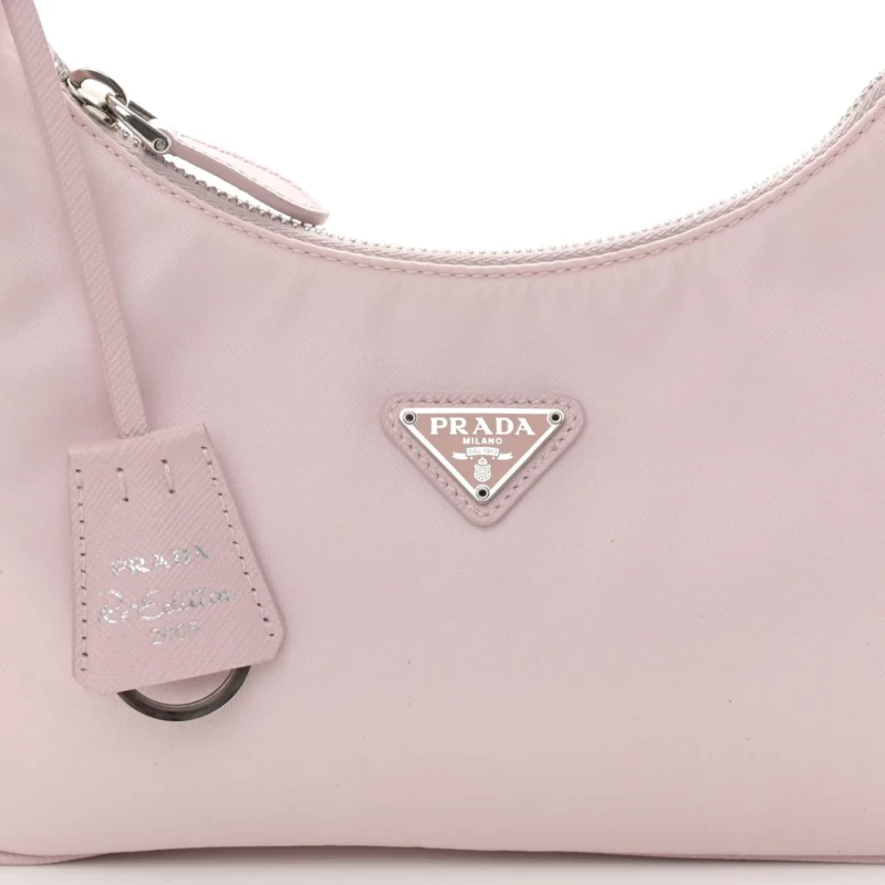 PRADA MINI RE-EDITION 2005 BAG ALABASTRO RE-NYLON & SAFFIANO LEATHER SILVER HARDWARE - Image 8