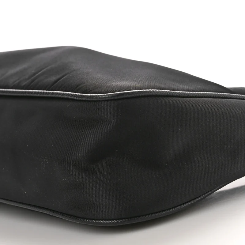 PRADA MINI RE-EDITION 2005 BAG BLACK TESSUTO NYLON & SAFFIANO LEATHER SILVER HARDWARE - Image 5
