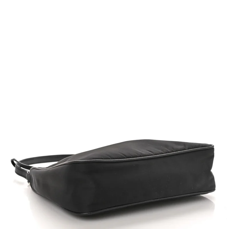 PRADA MINI RE-EDITION 2005 BAG BLACK TESSUTO NYLON & SAFFIANO LEATHER SILVER HARDWARE - Image 6